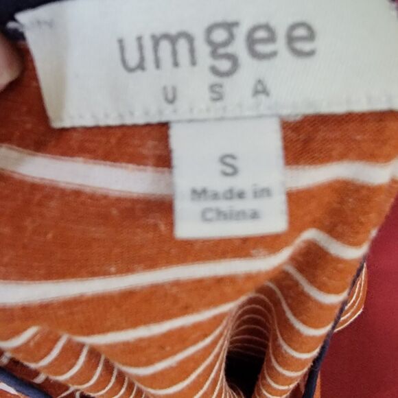 Umgee USA Small Striped Top Elbow Patches Boho Cottagecore Cozy Librarian Chic - Picture 3 of 8